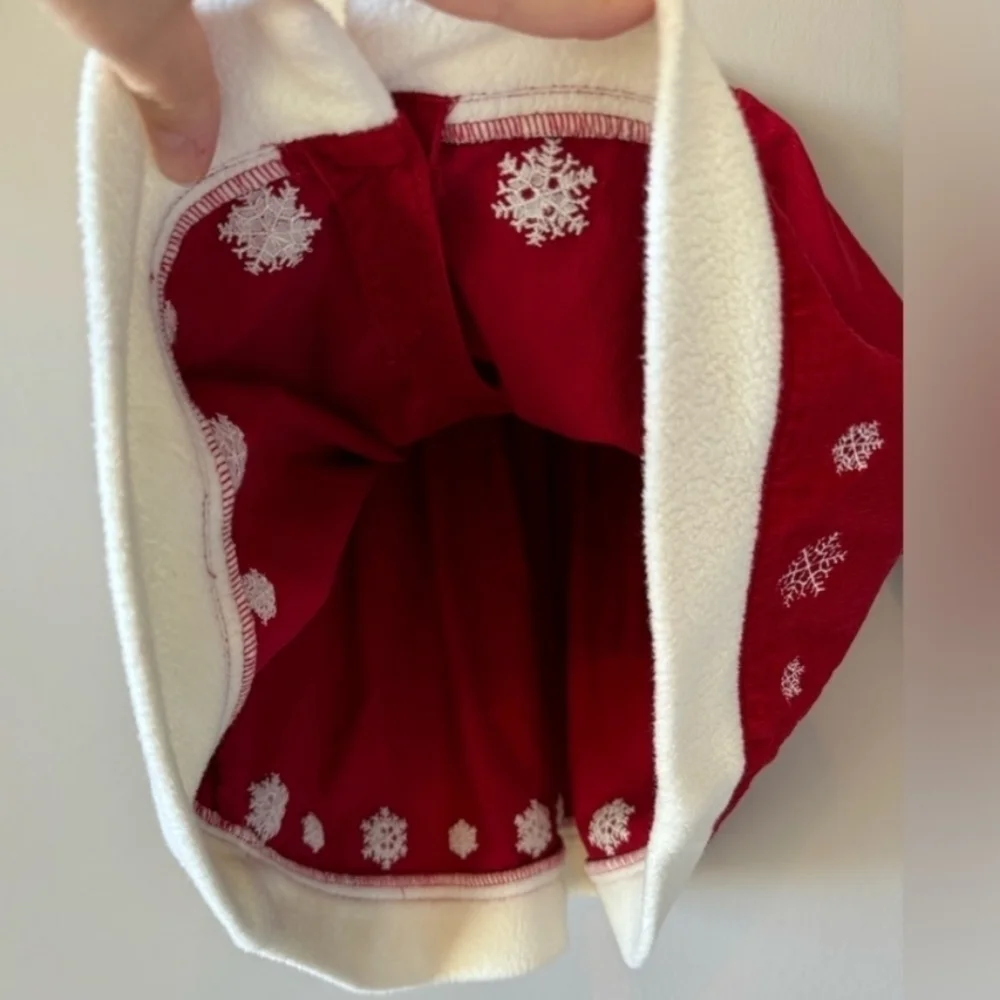 Hanna Anderson Red White Baby Santa Claus Dress Size 6-12M Christmas 100% Cotton